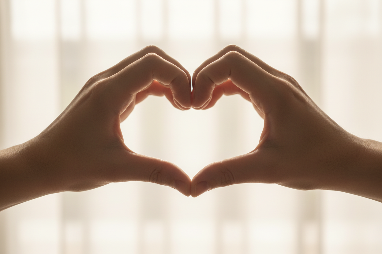 make a hands making a love heart